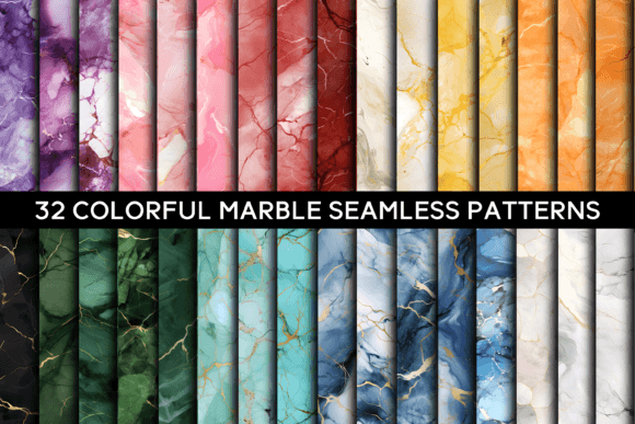 Download 32 Colorful Marble Seamless Patterns - Seamless patterns Collection