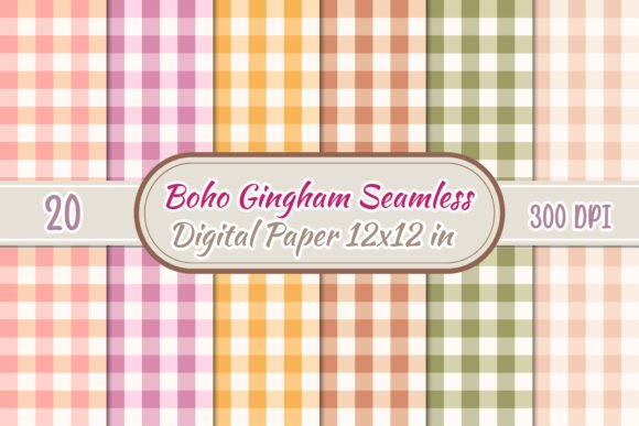 Download 20 Boho Gingham Seamless Patterns Png - Seamless patterns Collection