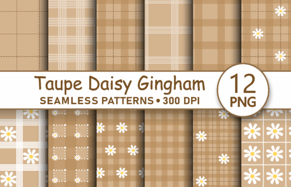 Download Taupe Daisy Gingham Seamless Patterns - Seamless patterns Collection