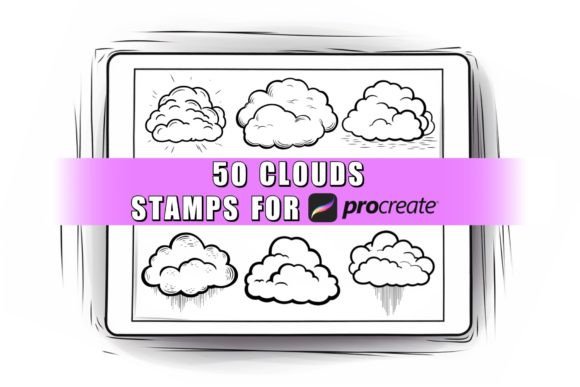Download 50 Clouds Procreate Stamps Brushes - Premium Resources