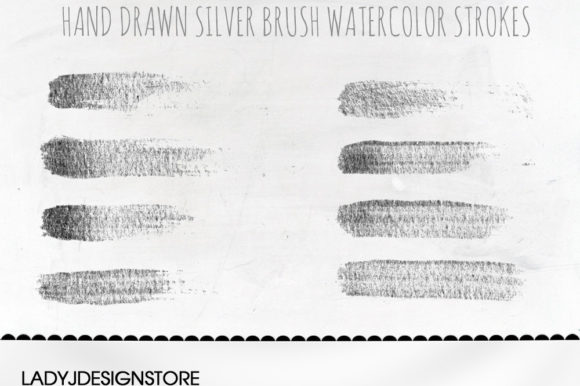 Download Silver Metallic Brush Watercolor Strokes - Metallic brush Collection